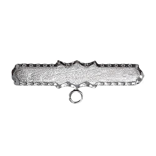 Alfiler plata Ley 925m broche bebé 3cm. rectangular tres puntas centro borde detalles tallados