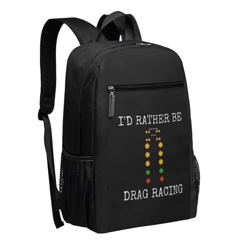 I'd Rather be Drag Racing Travel Laptop Backpack, Business Anti Theft Slim Sturdy Laptops Backpacks, College Computer Bag Gift for Men & Women Fits 17 Inch Notebook,Black2