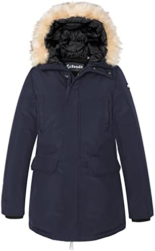 Schott NYC Jktnellyw Schott Kunstpelz Parka mit Kapuze, marineblau, XL