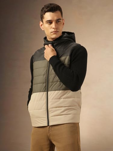 Image of Dennis Lingo Regular Fit Sleeveless Hooded Colorblock Men Jacket