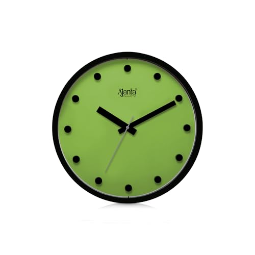 Image of Ajanta 2457 Wall Clock (12 Inch / 305mm) - Silent Sweep Non-Ticking Movement - Stylish Parrot Lime Green Home Decor Clock