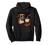 Vintage Boxer Drinking Beer Funny Dog Meme Pullover Hoodie