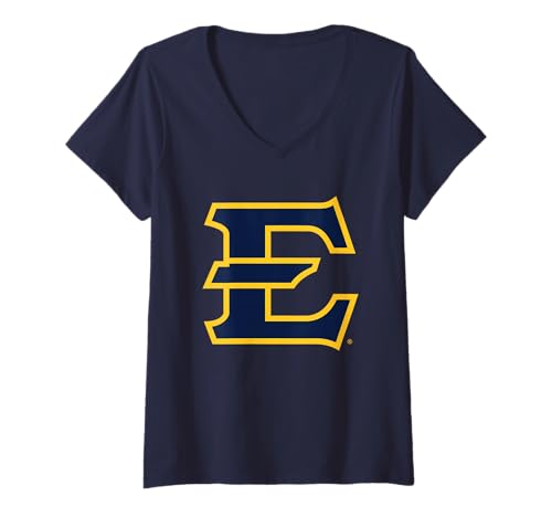 Womens East Tennessee State Buccaneers Icon Navy V-Neck T-Shirt