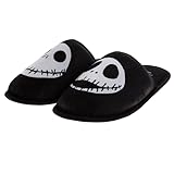 Josmo Nightmare Before Christmas Sandals Closed Toe Lightweight Warm Soft - Jack Skellington Slippers for Women and Men - Black (size 11-12 Adult)