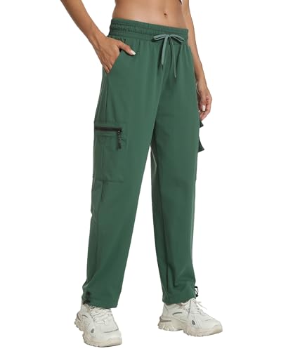Image of Women's Joggers with Pockets, Hiking Cargo Water Resistant Lightweight Pants for Women Workout Athletic Travel Camping