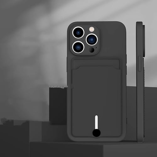 Étui silicone iPhone 12 Pro Max noir porte-carte ajusté