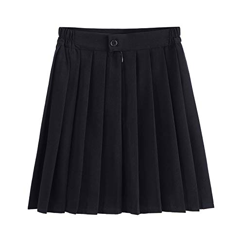 DRGE Jupe plissée Courte Polyvalente pour Femmes JK Jupe Uniforme Filles Jupe de Tennis Patineuse Taille Haute Noir,L Cover