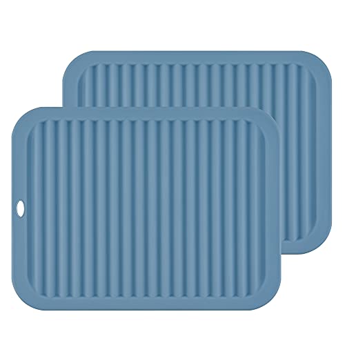 Smithcraft Silicone Trivets for Hot Dishes, Pots and Pans, Hot Pads for Kitchen Counter, Silicone Pot Holders Mats, Heat Resistant Mat for Quartz Countertops, Multi Use Table Trivet Mat Set 2 Blue