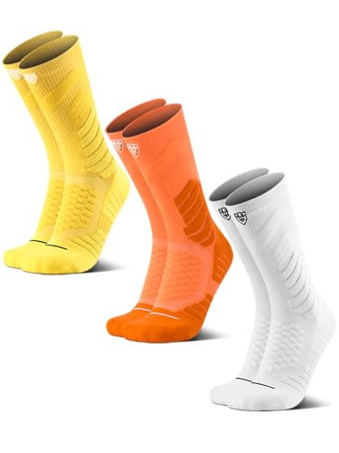 Men's sports crew socks,arch support,grip athletic socks,socks for basketball and tennis,3 pack,black compression sock