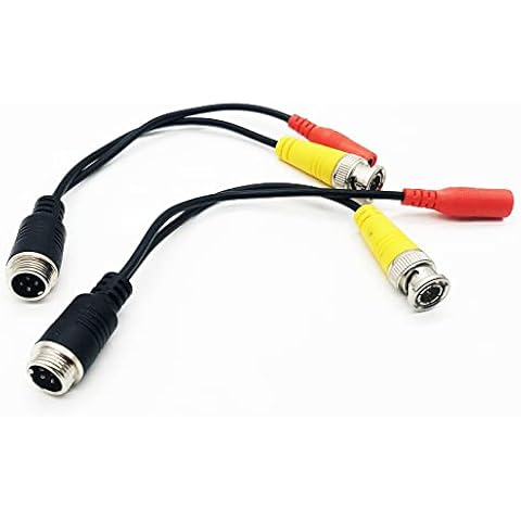 M12 Adapter 4 Pin Male Aviation Plug to BNC Male + DC Female Video Cable for CCTV Camera System(2PCS) Cover
