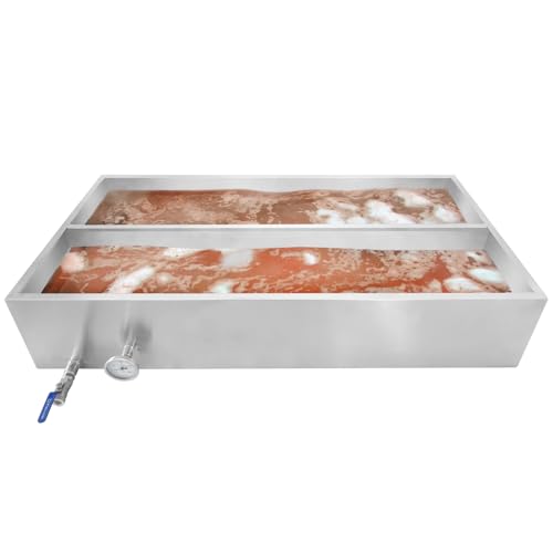 Maple Syrup Evaporator Pan, 48 x 24 x 9.4 Inch Maple Syrup Pan, 304 Stainless Steel Maple Syrup Evaporator, 47 Gallon Maple Syrup Boiling Pan with Valve and Thermometer for Home, Outdoor