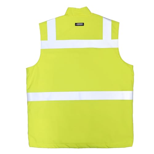 Kishigo Insulated Vest, Highly Visible, Durable Ripstop Vest w/Retractable Clear ID and Flap, Multiple Pockets, Reflective Accents, Type R, Class 2, Lime/Black, X Large2