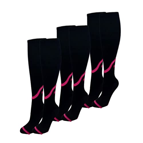 03 Pares Meias Femininas Compressivas Selene Compressão Cor:Preto;Tamanho:34-39