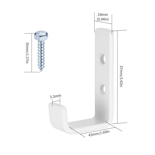 2 Pcs Garage Hooks for Hanging Heavy Duty Hooks White Ladder Hooks, Garage Wall Hooks for Hanging Shed Hooks - Image 2