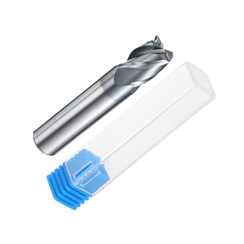 Image of HARFINGTON Carbide Square Nose End Mill Bit 1 /2 inch Cut Dia 4 Flutes TiAlN Coated Milling Cutter for Hardened Steel Metal (1 /2 inch Shank 5 /8 inch Cut Length 2-1 /2 inch Long 30 Degree Helix HRC53-55)
