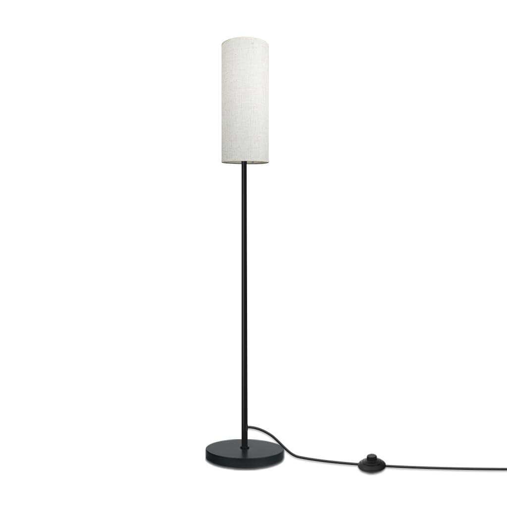Moderne Stehlampe E27 Schwarz mit Stoffschirm Weiß | Fußschalter, Für Wohnzimmer, Schlafzimmer, Arbeitszimmer, Für Schülerzimmer