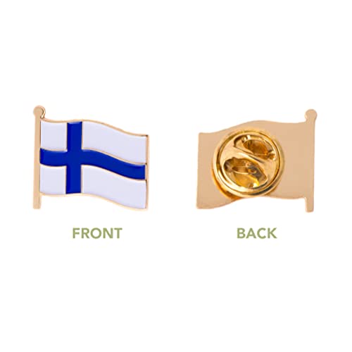 Image of Desert Cactus Finland Flag Lapel Pin FIN Finland Made of Metal for Formal Wear, Bag and Hat Jewelry, and Tie Tack (Waving Flag Lapel Pin)