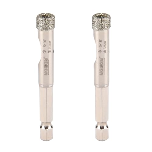 Image of MOLLOM 5 /16 inch (8mm) 2Pcs Diamond Hole Saw | Tile Hole Saw Smooth Cutting Porcelain Tiles,Ceramic,Marble,Granite
