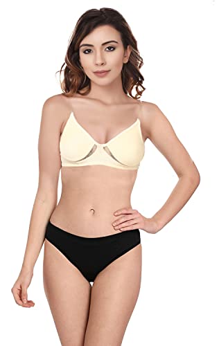 Image of Wirefree Non-Padded Teenager Backless Bra Panty Set for Women /Girls.