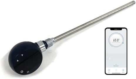 Wifi Smart Electric Heating Element for Towel Racks and Radiators with LED Touch Screen Low Consumption Thermostat/Timer (EU) (Black, 300w)