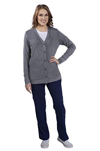 healing hands Scrubs Women's Becca V-Neck Cardigan Jacket -Pewter -Small