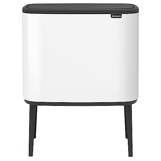 Brabantia Bo Touch Bin Cubo de Basura, 3 x 11 L, Acero Inoxidable, Blanco, 3 x 11 litros