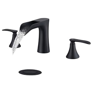 Waterfall Bathroom Faucet Black, Two Handle 8inch Bathroom Faucet, Waterfall Faucet, Widespread Bathroom Faucet, Matte Black