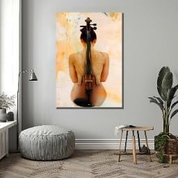 Toile violon décoration murale musique grand format 80x110cm avec cadre