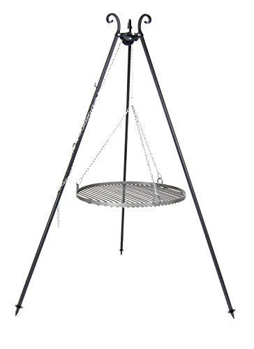 Grill pivotant de 50cm suspendu sur trépied en inox anti-rouille