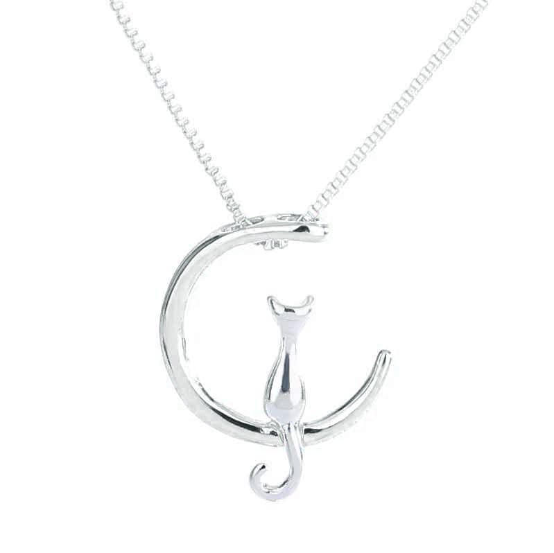 rvm jewels Crescent Moon Cat Pendant Necklace Jewellery Main Cat Lover Gifts for Women & Girls-picture-22