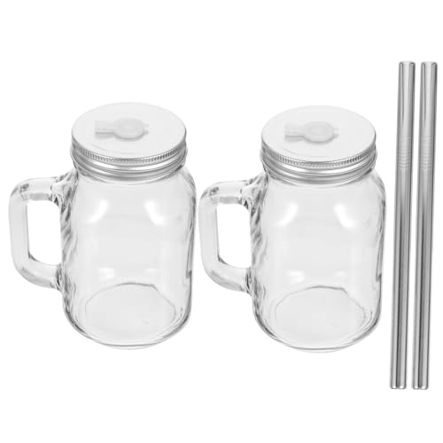 Alipis Botella De Jugo Portátil 650ml Vidrio y Acero Inoxidable Con Pajita Gruesa y Tapa, Conjunto 2 Piezas Para Bebidas Frías y Calientes, Reutilizable Para Oficina y Hogar