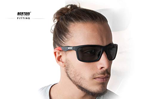 Bertoni Sports Photochromic Sunglasses For Running Ski Motorcycle Golf Cycling - Alien F03 - Rubber Black Velvet Touch #TOP6