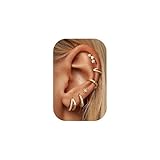 Dochais 6 Pares Pendientes Mujer Piercing Oreja Acero Quirurgico Pendientes Dorados Pendientes Aro Plata Piercing Helix Tragus Cartílago Múltiples Piercings Hipoalergenicos para Mujer Hombre C