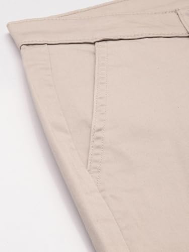 Image of The Indian Garage Co Men Regular Fit Solid Mid-Rise Stretchable Chinos