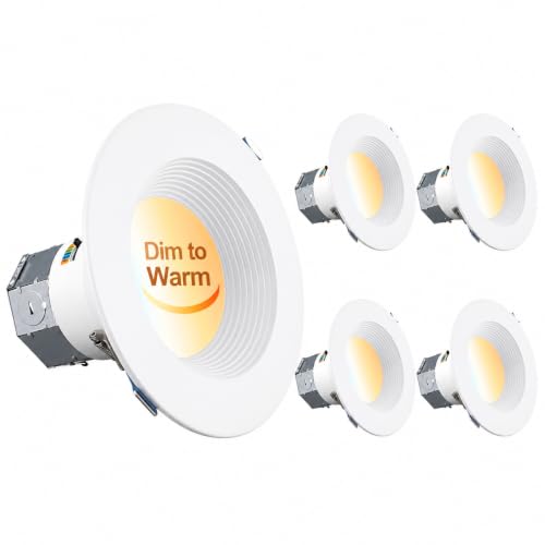 TORCHSTAR 4-Pack 6CCT 6 Inch LED Recessed Light Canless, Dim to Warm, White
