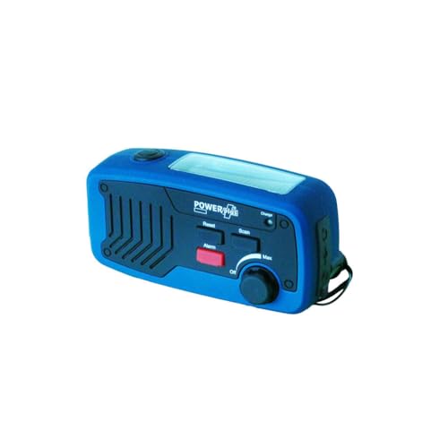 Powerplus Panther tragbares Solarradio Dynamoradio mit integrierter Taschenlampe Handyladefunktion und Ladegerätblau