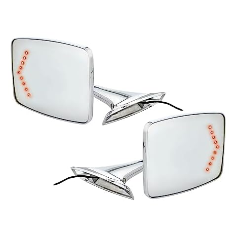 United Pacific 111111 Exterior Side Mirror Set w/LED Turn Signal for 1973-87 Chevy/GMC Trucks, Die-Cast, Chrome Plated Mirror Arm & Head – ONE Set (Pack of 2) Cover