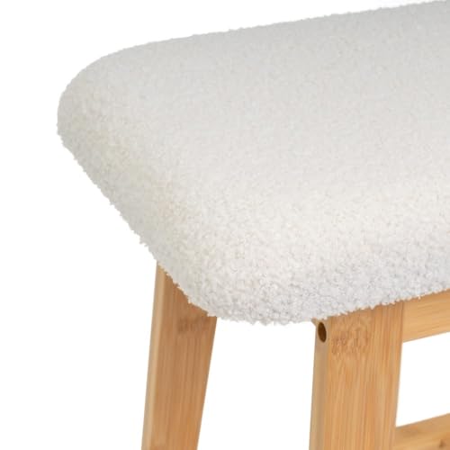 Banc avec 2 étagères bois tissu blanc meuble de rangement épuré