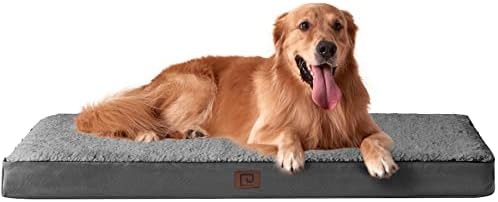 EHEYCIGA Washable Dog Beds for Large Dogs, Large Dog Bed with Removable Cover for Crate, Orthopedic Foam Pet Bed Dog Mat Mattress Cushions for Large Dogs, Grey