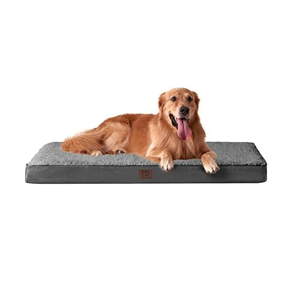 EHEYCIGA Orthopedic XL Dog Beds for Extra Large Dogs with Removable Washable Cover for Crate, Grey, 41×27