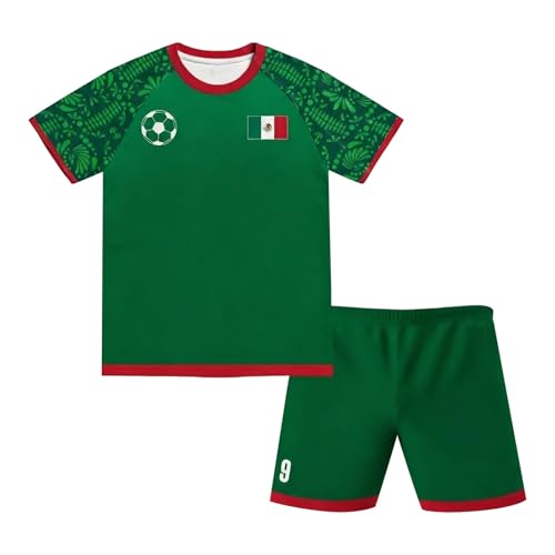 Conjunto de camiseta de fútbol de México personalizada para adultos, camiseta de manga corta y pantalones cortos, juego de dos piezas para aficionados al fútbol, entrenamiento, traje deportivo