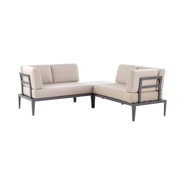 Beliani Lounge-Set Rima III Grau/Beige