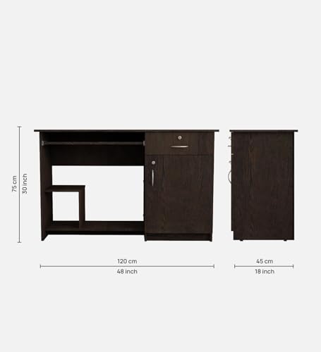 Image of Classy Study & Home Office Computer Desk | Engineered Wood | Straight Design | Dark Wenge Finish | Durable & Easy Knock-Down Assembly