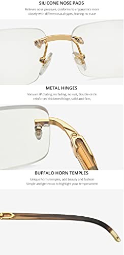 HEPIDEM 100% Really Buffalo Horn Handmade Sun Glasses Square Rimless Luxury BUffs Sunglasses 08162