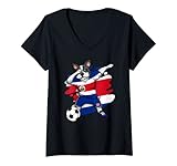 Diseño de fútbol de la bandera de Costa Rica para cualquier fanático del fútbol orgulloso del equipo de fútbol de Costa Rica. Divertido traje de futbolista de perro dabbing para los amantes del fútbol de Costa Rica tiene un bulldog que lleva una camiseta deportiva de la bandera de Costa Rica haciendo baile de hip hop dab
