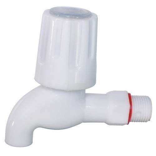 White PVC Bib Cock Tap, Quarter Turn Water Faucet for Bathroom and Kitchen-image-27