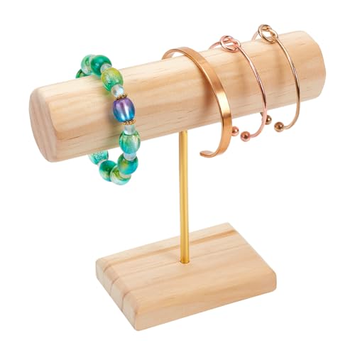 nbeads Porte-Bracelet en T en Bois, 16x6x15 cm Présentoir à Bijoux en Bois Détachable Présentoir de Montre Support D'Organisation de Bijoux Présentoir à Bracelet pour Bracelet Montre, Blanc Antique