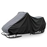 XYZCTEM スノーモービルカバー 防水 アウトドア プレミアム 300D オックスフォード Seld スキーカバー、BRP、Polaris、Arctic Cat、Yamaha、Kawasakiに対応 厚みのある防風バックル付き、ブラックとグレー、130インチ