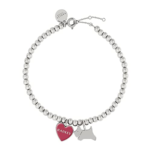 Radley Ladies Silver Plated Friendship Bracelet with Jumping Dog and Pink Enamel Heart RYJ3163S