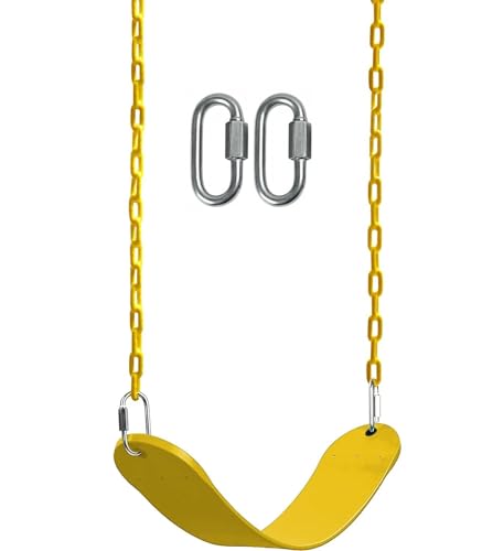Image of Flexible Swing Seat Set for Kids /Adults Outdoor Park Garden Tree Backyard with Meter Plastic Coated Chain, Weight Support Upto 150kg, (1.5 Meter, Yellow)
